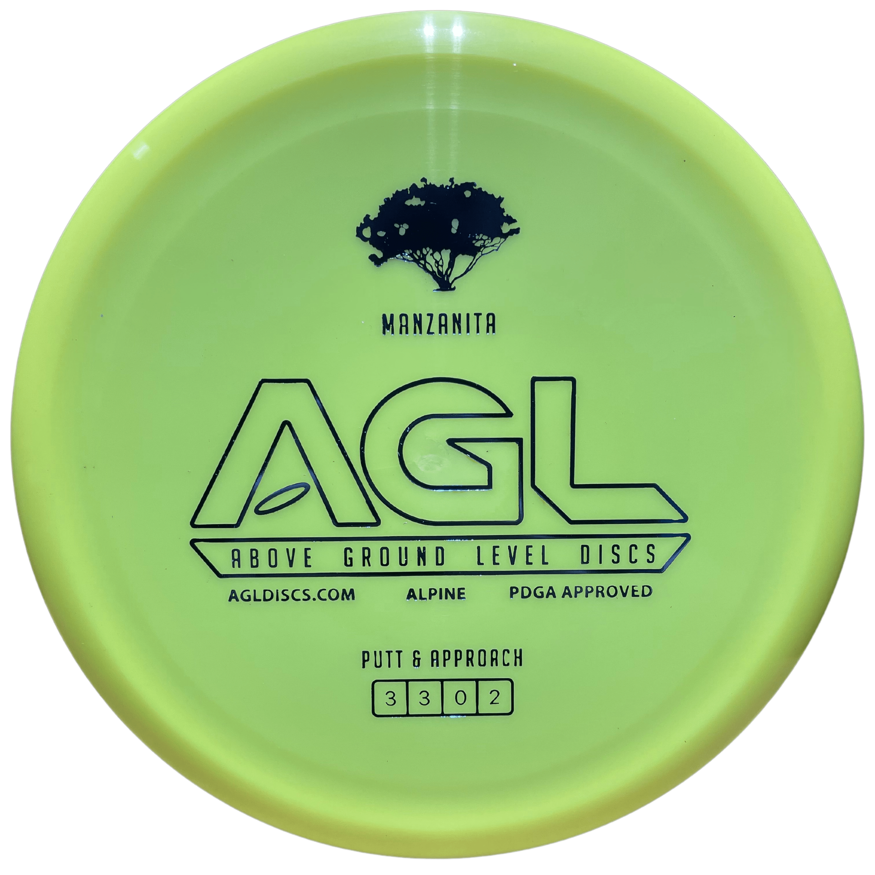 AGL Alpine Manzanita disc in yellow-green